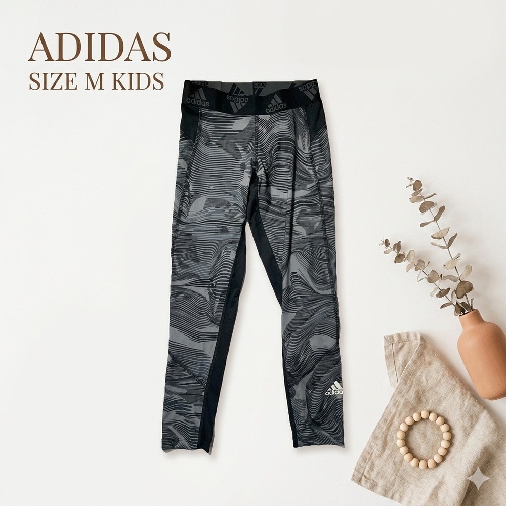 Adidas Techfit Primegreen Kids Compression Leggings M 10/12 Gray